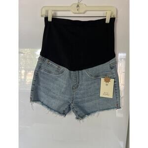 Love SOHO New Maternity Jeans Shorts with Stretch Black High Waisted Yoke. Sz L